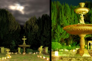 lupton house wedding fountain light wash