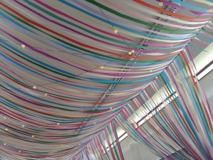 colourful-ribbon-canopy-wedding-reception-town-village-hall-celebration-beautiful-oculux-lighting-globes
