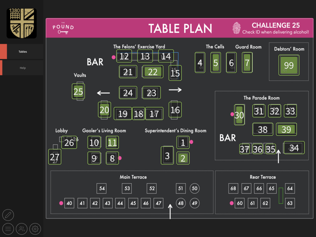 tablet showing table layout